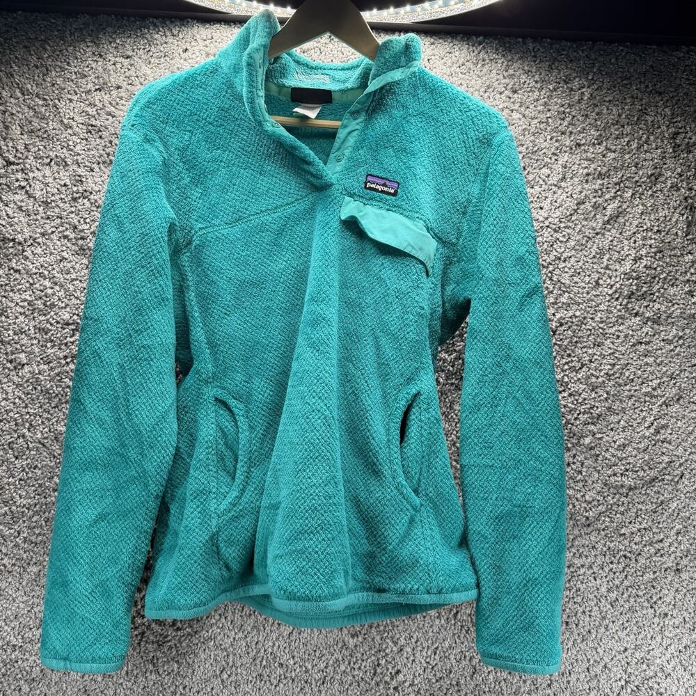 Patagonia Women’s Retool Snap T Size L Fleece Pullover In A Bright Turquoise